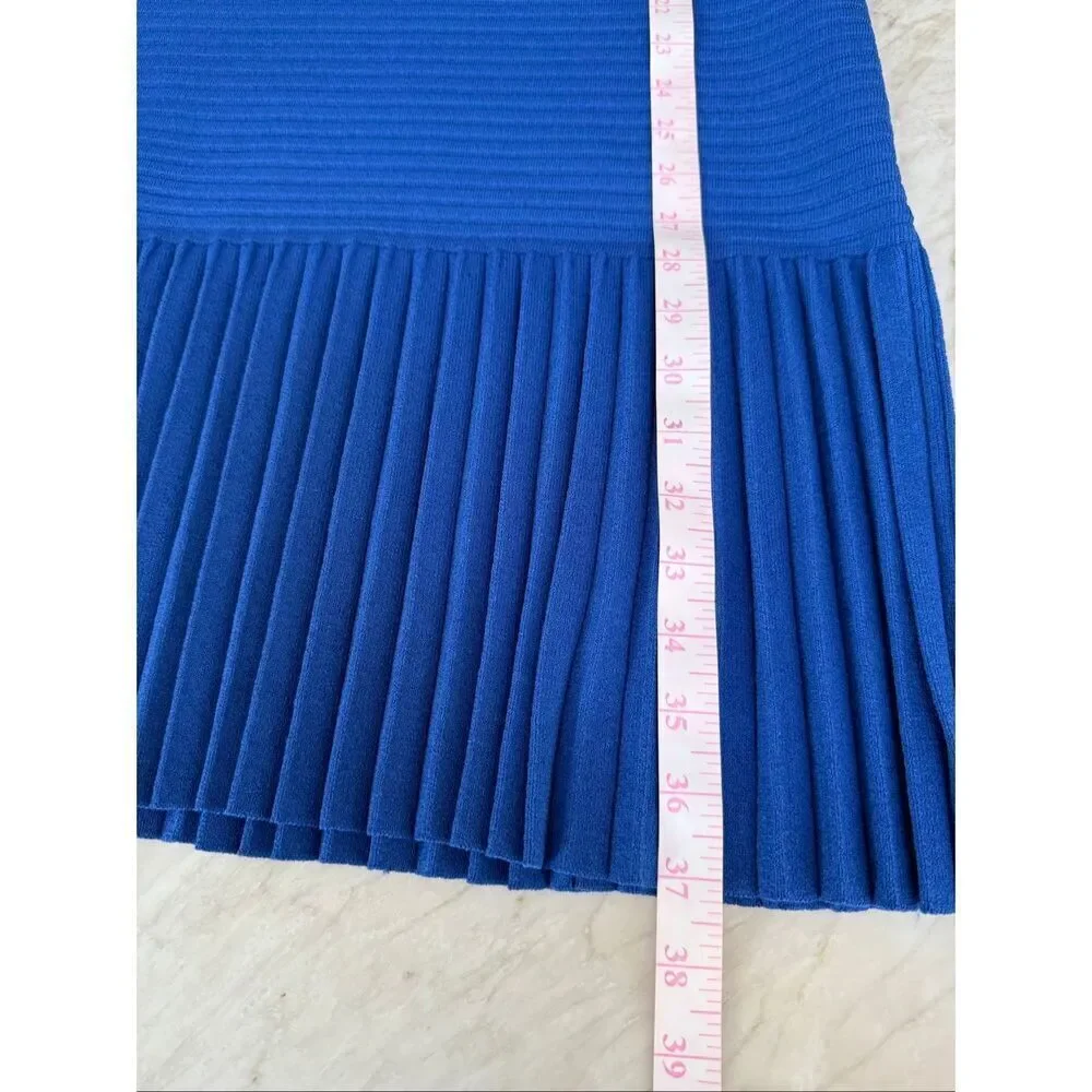 MICHAEL KORS Sleeveless Pleated Sweater Dress Royal Blue size XL